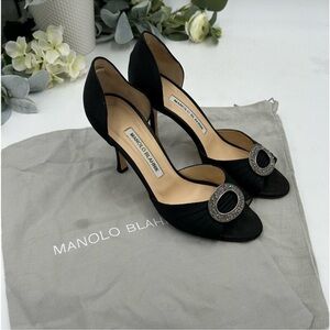 SOLD!!!  Women’s Manolo Blanik black pleated satin, Sedary D’Orsay Shoes.